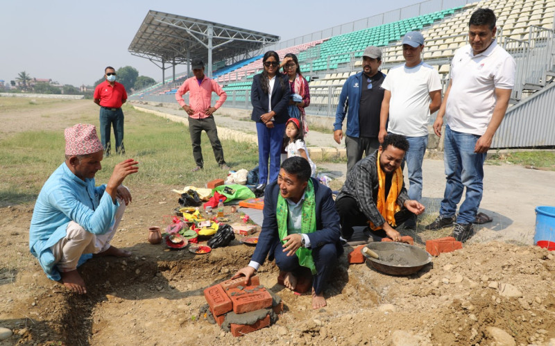 सदस्य-सचिव घिसिङद्वारा सिन्थेटिक ट्र्याकको शिलान्यास
